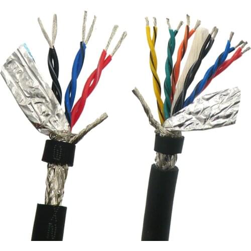 Flexible Twisted Pair Cable Shielded Wire 4,6,8,10,12,14,16,20,26 core Encoder Cable 485 Signal Data Control Wire Tinned copper