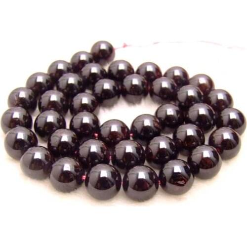Qingmos 10-11mm Round Natural Brown Garnet Beads for Jewelry Making DIY Necklace Bracelet Earring Stone Loose Beads Strand 15"