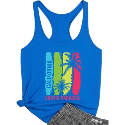 California Exotic Paradise Vest Funny Summer beach Loose tee holiday style tank beach party shirt women tank top