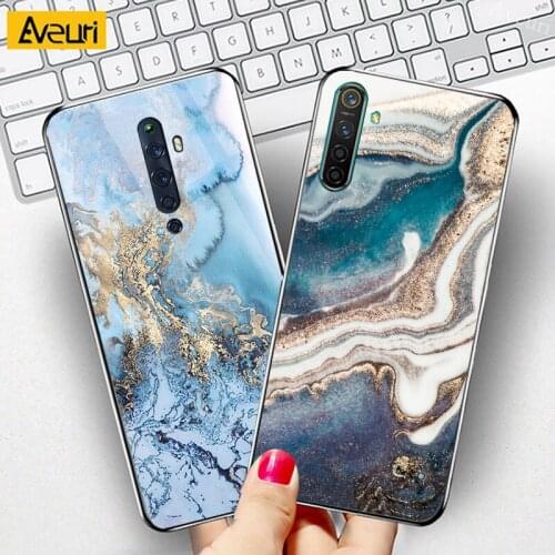 Marble Glass Phone Case For OPPO Find X3 Pro Neo X2 Lite Reno 5 Pro Plus 2 2Z 2F 4Z A5 A9 2020 Realme GT NEO X3 Superzoom Cover