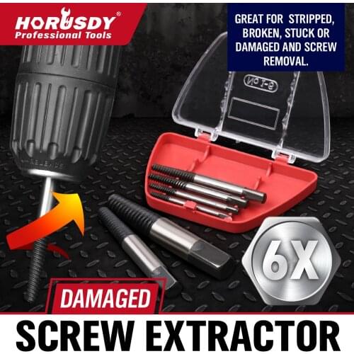 6Pc Screw Extractor Set Easy Out Drill Bits guide Broken Screws Bolt Remover Iron Box 100106