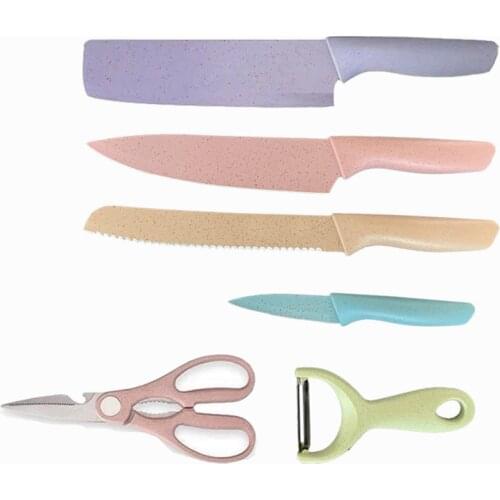 MetosiLife Professional Colorful Kitchen Knives Set of 6 Pieces Non-Stick Blades with High Carbon Stainless Steel