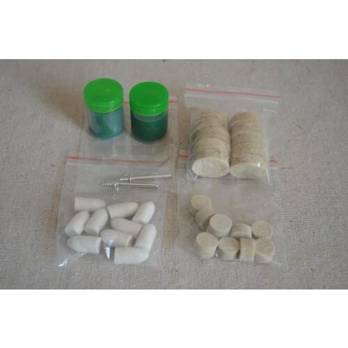 New 34pc/set 1/8" 3.2mm Shank Felt Wool Buffing Pads Polishing Wheels Grinding wheels + Polishing paste