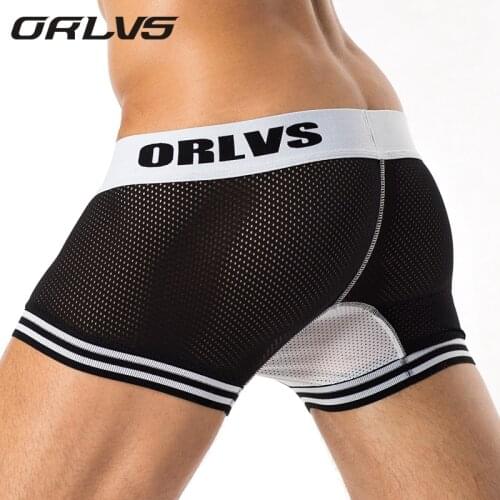 ORLVS Newest Mesh Underwear men Modal Boxer Men Sexy Men Boxer Ventilate Plus Size Boxers Men OR599