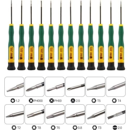 12Pcs/Set Screwdriver P2 P5 0.8 1.2 Pentalobe Y 2.0 1.2 1.5 2.0 Phillips Flatted T3 T4 T5 T6 for Macbook Air/Pro Phone Repair