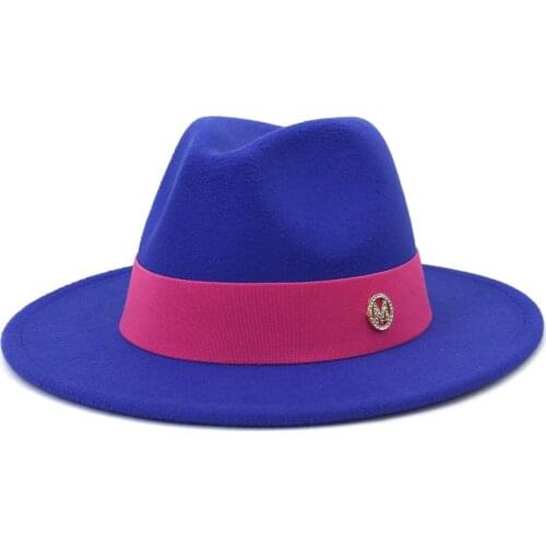 Royal blue M fedora hat wide rope accessories fedora hat mens panama hat fedora hat large brimmed hat church hat