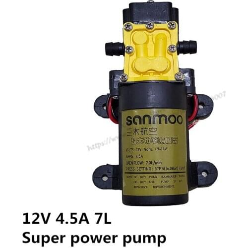 EFT 12V 4.5A 7L/min super high power water pump 60W water pump for 15L 16L 20L 25L agricultural spray drone spray system
