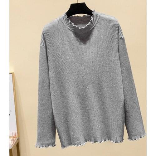 160Kg Oversized womens loose pullover base knitted sweater bust 160cm 9XL 10XL 11XL long sleeve solid sweet sweater 3 colors