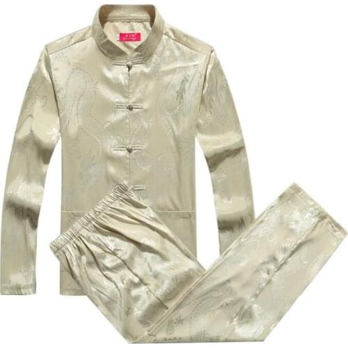 Long sleeve middle-aged thin Chinese tunic suit mens jacket men blazer man coats mens Tang suit sets Chinese style stand collar