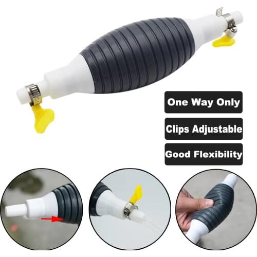 Car Universal Fuel Pump Rubber Manual Transfer Liquid Gasoline Petrol Diesel Hand Primer For Gas Oil Liquid With Valve Clips