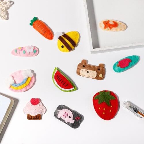 1PC Cute Cartoon Flower Rainbow Felt Girls Hairpins Handmade Princess Barrettes Hair Clips Headbands Kids Hair Accessories