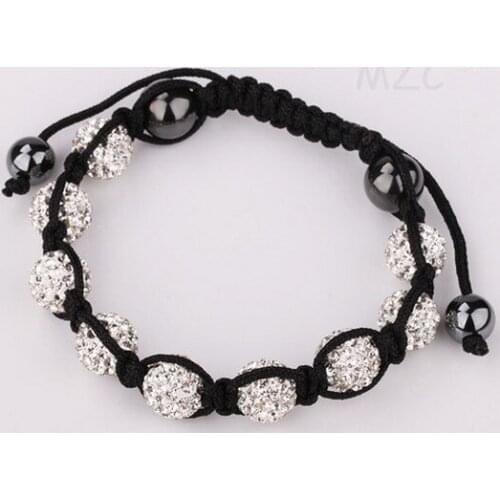 Women men stone+Free Shipping+Gift 10mm Disco Ball KOEV White handmade crystal Bracelet Jewelry For Women Men