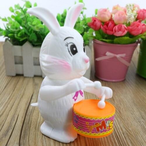 1pc Cartton Rabbit Drumming Clockwork Wind-Up Toys for Children Funny Game Educational Baby Birthday Surprises Newest