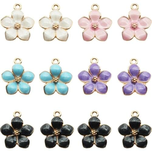 20pcs classic Cute Enamel Flower Charms Pendant Necklace Bracelet DIY Unique Women Jewelry Accessory