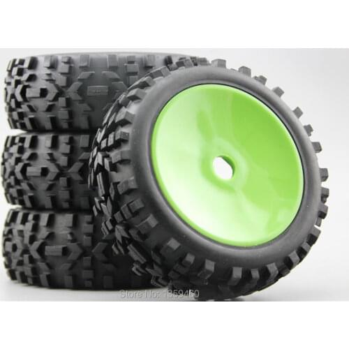 4pcs 1/8 Buggy Off Road Tire Tyre wilderness Dish Dark Green Rim Fit For 1:8 Buggy Car 1/8 Tire 22049+26019