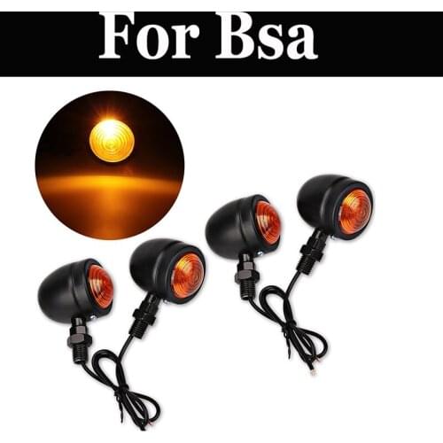 4pcs/Set Motorcycle Turn Signals Indicators Amber Black Bullet Turn Signal Light Lamp Blinkers For Bsa Rocket Gold Star