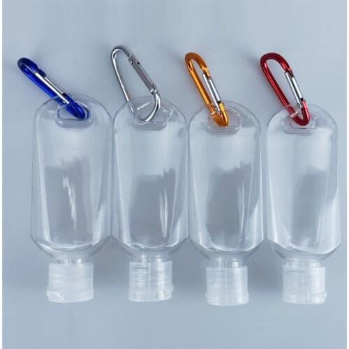 4Pcs 30/60ml Makeup Clear Bottle Reusable Portable Mini Alcohol Spray Bottle Hand Sanitizer Travel Small Holder Hook Keychain