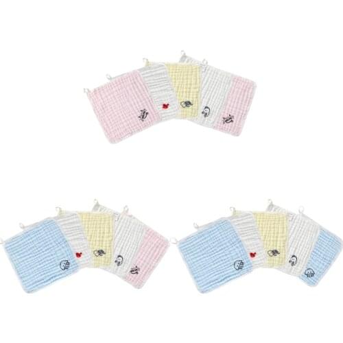 5 Pcs/Set Baby Muslin Washcloths Natural Soft Cotton Face Towel Infants Feeding Bibs Saliva Towel Newborn Gifts