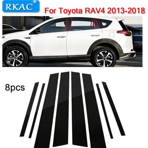 8pcs Mirror Effect Window Center Pillar Cover Trim Fit For Toyota RAV4 2013-2018 Middle BC Column Sticker Exterior accessories