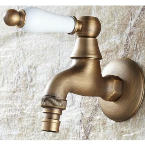 Antique brass Ceramic Lever Wall Mounted Mop Water Tap Garden Washing Machine Copper Faucet aav106