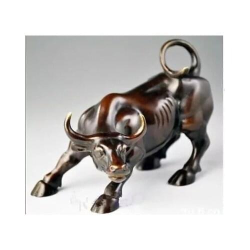 Big Wall Street Bronze Fierce Bull OX Statue /13 cm * / 5.12 inches