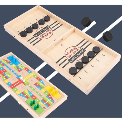 Fast Sling Puck Game Paced Wooden Table Hockey Winner Games Interactive Chess Toys For Adult Children Desktop Battle Board Game