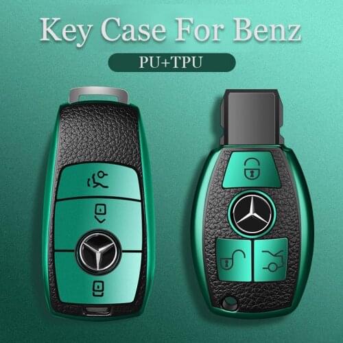 Car Key Case For Mercedes Benz E C G M R S Class 204 212 216 SLS SLK GLK CLK E300 AMG Remote Fob Protector PU TPU Cover Keychain