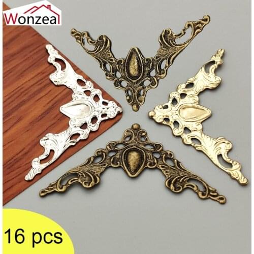 16pcs Iron Silver Bronze Gold Antique Wooden Case Jewelry Box Book Photo Album Corner Decor Protector Your Desk Box
