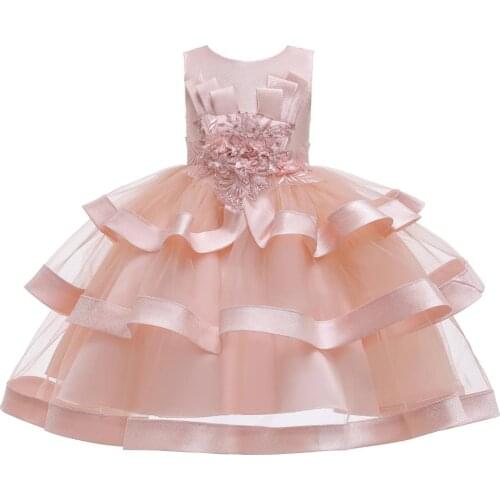 Girls Princess Kids Dresses for Girls Tutu Lace Flower Embroidered Ball Gown Baby Girls Clothes Children Wedding Party Dress