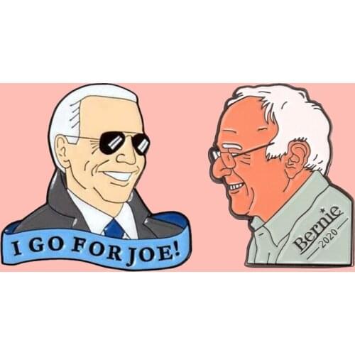 Joe Biden Bernie Sanders For President 2020 Enamel Brooch Pins Badge Lapel Pins Alloy Metal Fashion Jewelry Accessories Gifts