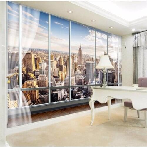 Photo Wallpaper Custom 3D Stereo Latest Outside The Window New York City Landscape Wall Mural Office Living Room Decor Wallpaper