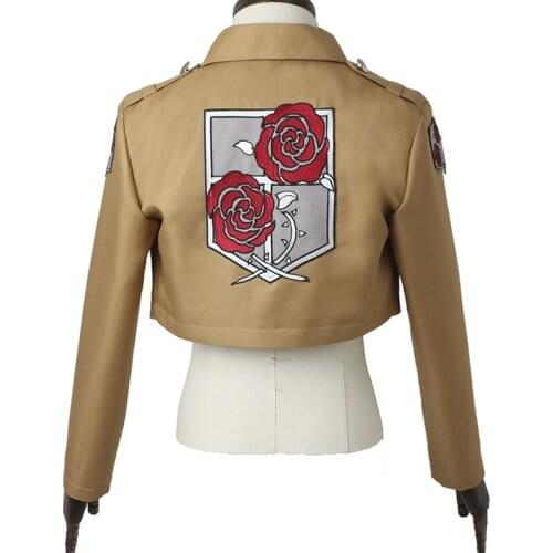 Attack on Titan Garrison Corps Jacket Cosplay Costume Adult Halloween Roses Yellow Outer Wear