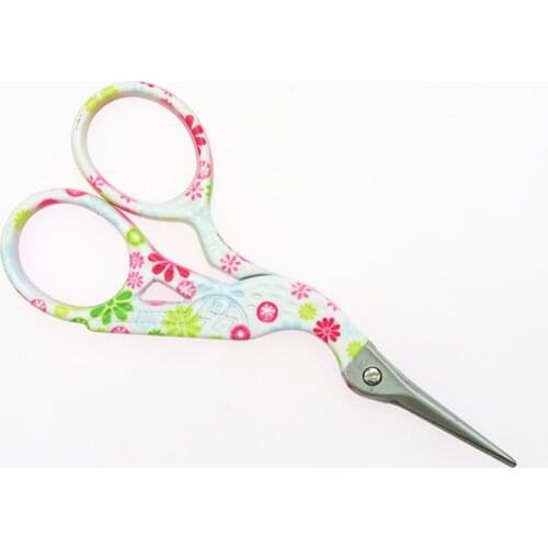 Mini Crane Shape Sewing Scissor Flower Printed Thread Cutter Embroidery Tool