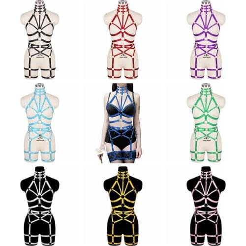 Fashion Punk Cupless Hollow Bra Strappy Harness Belt Full Body Bondage Cropped Chest Straps Erotic Lingerie Exotic Accessories