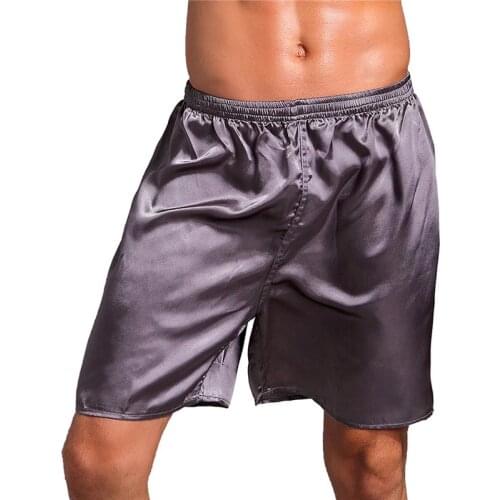 Men Satin Causal Sleep Bottoms 5XL Plus Size Lounge Shorts Pants Elastic Waist Summer Pajama Sleepwear Nightwear Boxer Shorts