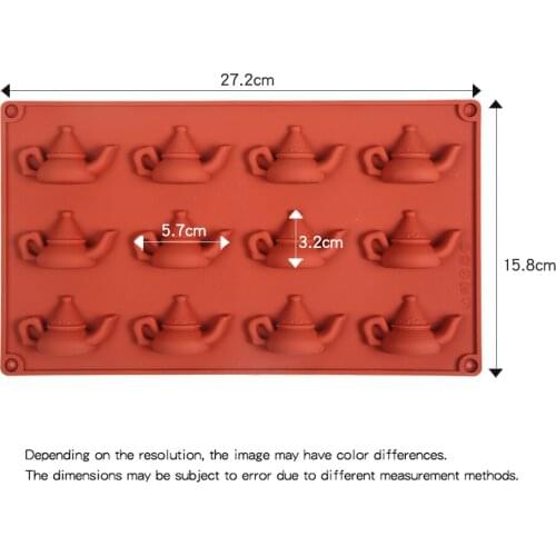 New 12-cavity Silicone Teapot shape Mold Small Cake Chocolate Pancake Moulds for Baking Mini Dessert Kitchen DIY Handmade Tools