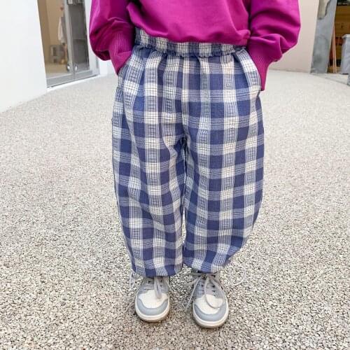 2021 Spring New Kids Trousers Baby Boys Korean Loose Plaid Pants Cotton Fashion Sport Pants For Boy Child Casual Trousers 2-8 Y