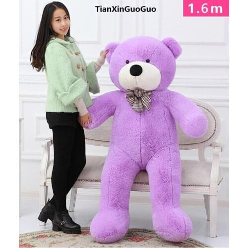 New arrival fillings toy purple Teddy bear plush toy bowtie bear large 160cm soft doll hugging pillow Christmas gift b2784