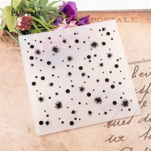 PANFELOU 15x15 sky star Embossing folders Plastic For Scrapbooking DIY Template Fondant Cake Photo Album Card Making