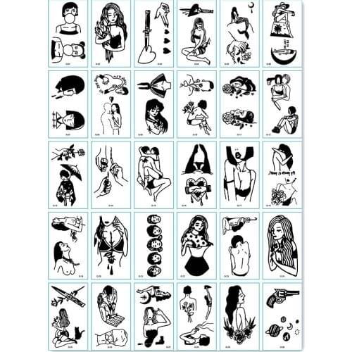 30PCS couples Fashion Women Girl boys Temporary Tattoo Sticker Full Flower Arm Body Art Big Large Fake Tattoo Sticker