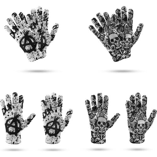 Women And Men Unisex 3d Skull Fashion Warm Gloves Outdoor Ski Movement Gloves Thicken Men Warm Touch Screen Knit Mittens