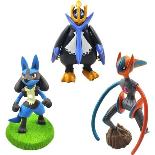 Pokemon Anime Figures Collection Model Toys Lucario Empoleon Deoxys Pocket Monsters Action Figures Hand-made Toys Kids Gifts