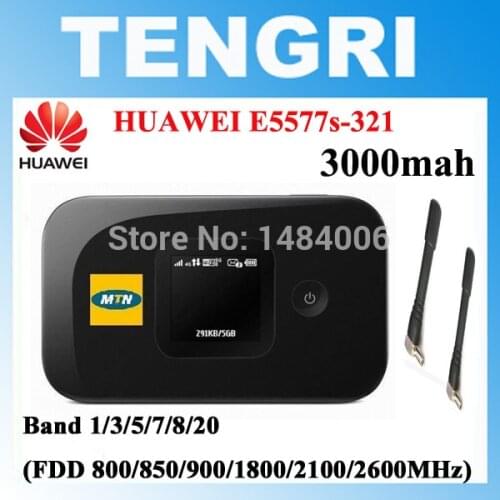 Unlocked HUAWEI E5577 E5577s-321 with 2PCS Antenna 4G LTE Cat4 3000 mah Mobile Hotspot Wireless Router Pocket mifi