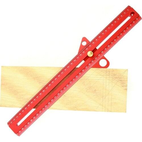 Adjustable Multifunction Aluminum Alloy Marking Ruler Woodworking Angle Scribe Ruler T-type Line Gauge Precision Measuring Tool