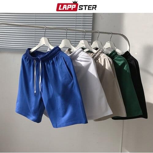 LAPPSTER Summer Men Graphic Casual Sweat Shorts 2021 Mens Colors Streetwear Basketball Shorts Male Korean Fashion Cotton Shorts
