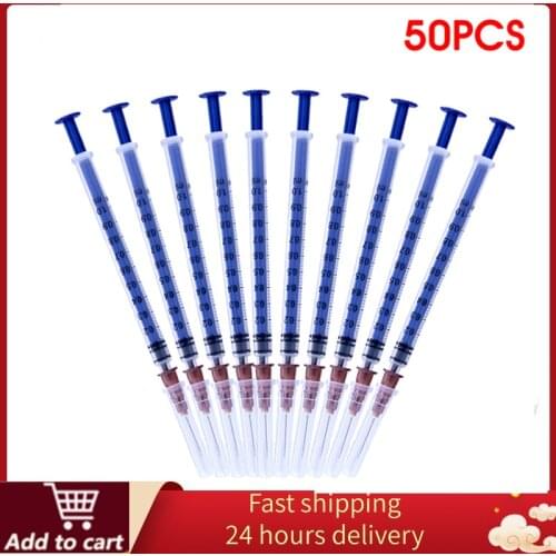 10/20/50Pcs Syringes Set Disposable Plastic Syringe with Needle 1ML for Scientific Lab Refilling Feeding Liquid Measuring Tool