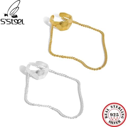 SSTEEL 925 Sterling Silver Design Irregular Chain Texture Clip Earrings For Women Luxury 2021 Trend New Accessories Jewellery