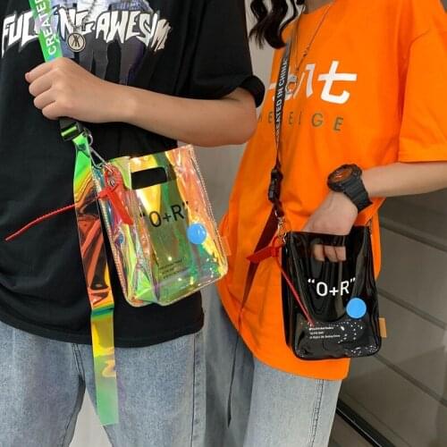 Summer Casual Unisex PvcTransparent Shoulder Bag Hip-hop Style Laser Bags Street Crossbody Bag Phone Bags Jelly Purse