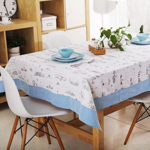 High Quality Pastoral Square Home Textile 100% Cotton Japan Style Cartoon Printed Table Cloth Table Runner Simple Tablecloth