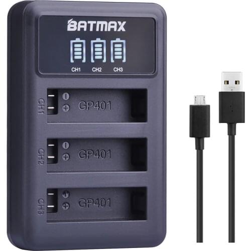 Batmax For Gopro 4 AHDBT-401 LED USB 3Slots Charger for Gopro hero 4 Go pro 4 Action Camera Battery